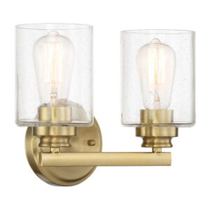 Bolden 2 Light Vanity in Satin Brass