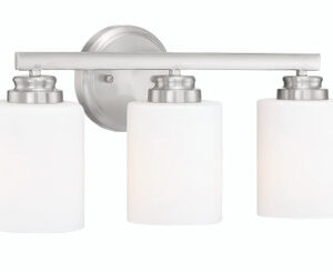Bolden 3 Light Vanity in Brushed Polished Nickel (White Glass)