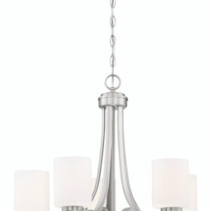 Bolden 5 Light Chandelier in Brushed Polished Nickel (White Glass)
