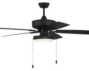 Outdoor Pro Plus 119 52" 5-Blade Indoor/Outdoor (Wet) Ceiling Fan in Flat Black w/ Flat Black Blades; Light Kit Included (optional)