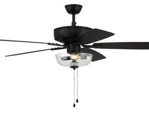 Pro Plus 101 52" 5-Blade Ceiling Fan in Flat Black w/ Flat Black/Grey Wood Blades; Light Kit Included (optional)