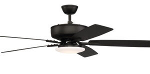 Pro Plus 112 52" 5-Blade Ceiling Fan in Flat Black w/ Flat Black/Grey Wood Blades; Integrated Light Kit