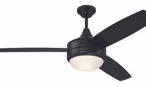 Phaze II 52" 3-Blade Ceiling Fan in Flat Black w/ Flat Black/Greywood Blades; Integrated Light Kit
